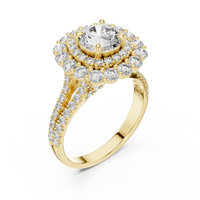 Round Halo Floral Cluster Diamond Engagement Ring