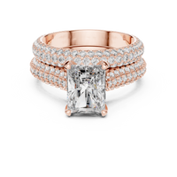 Round Solitaire Multi-Row Pave Diamond Engagement Ring
