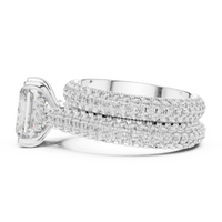 Round Solitaire Multi-Row Pave Diamond Engagement Ring
