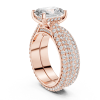 Round Solitaire Multi-Row Pave Diamond Engagement Ring