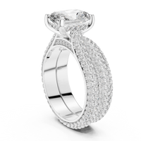 Round Solitaire Multi-Row Pave Diamond Engagement Ring