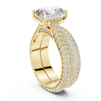 Round Solitaire Multi-Row Pave Diamond Engagement Ring