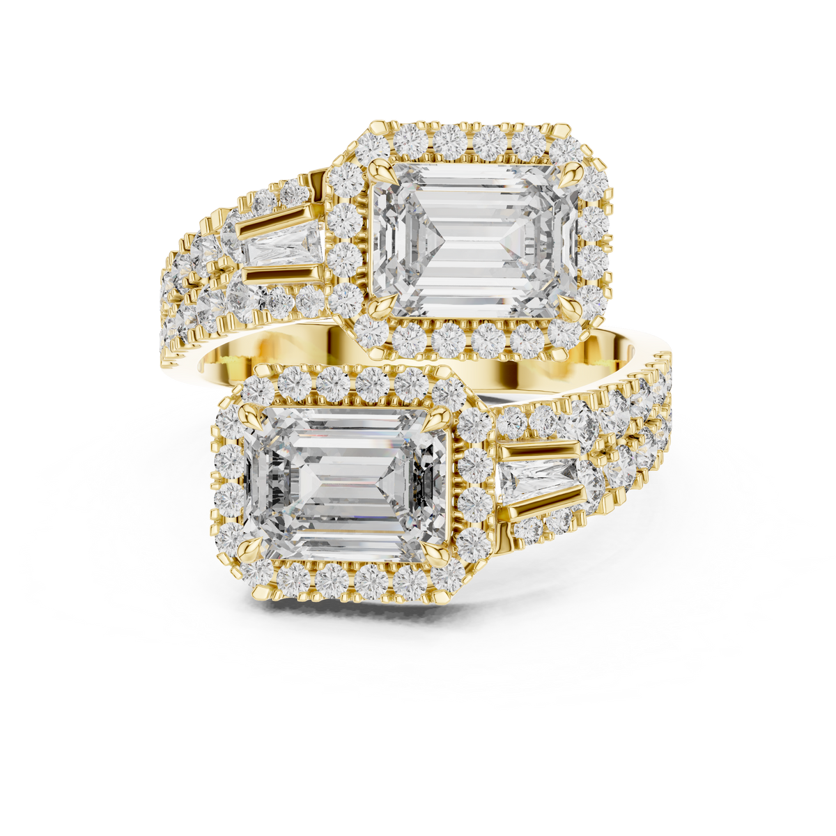 Radiant Toi et Moi Pave Diamond Engagement Ring