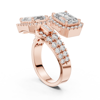 Radiant Toi et Moi Pave Diamond Engagement Ring