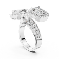 Radiant Toi et Moi Pave Diamond Engagement Ring