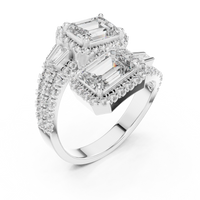 Radiant Toi et Moi Pave Diamond Engagement Ring