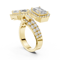 Radiant Toi et Moi Pave Diamond Engagement Ring