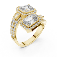 Radiant Toi et Moi Pave Diamond Engagement Ring