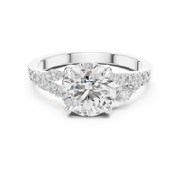 Round Solitaire Marquise Accent Engagement Ring