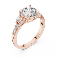 Round Solitaire Marquise Accent Engagement Ring