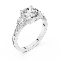 Round Solitaire Marquise Accent Engagement Ring