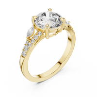 Round Solitaire Marquise Accent Engagement Ring
