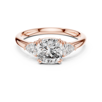 Round Three-Stone Cushion Engagement Ring