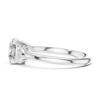 Round Three-Stone Cushion Engagement Ring
