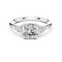 Round Three-Stone Cushion Engagement Ring