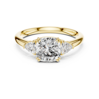 Round Three-Stone Cushion Engagement Ring