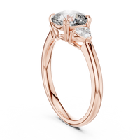Round Three-Stone Cushion Engagement Ring