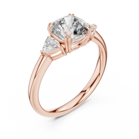 Round Three-Stone Cushion Engagement Ring