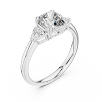 Round Three-Stone Cushion Engagement Ring