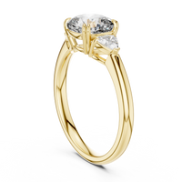 Round Three-Stone Cushion Engagement Ring