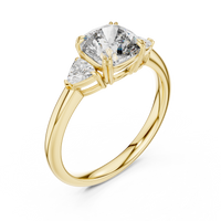 Round Three-Stone Cushion Engagement Ring