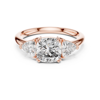 Cushion Three-Stone Trillion Engagement Ring