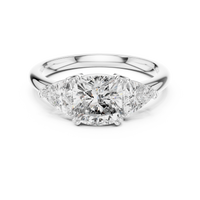 Cushion Three-Stone Trillion Engagement Ring