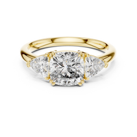 Cushion Three-Stone Trillion Engagement Ring