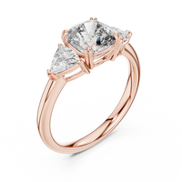Cushion Three-Stone Trillion Engagement Ring