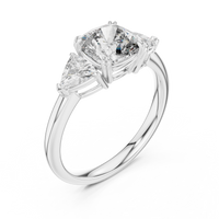 Cushion Three-Stone Trillion Engagement Ring