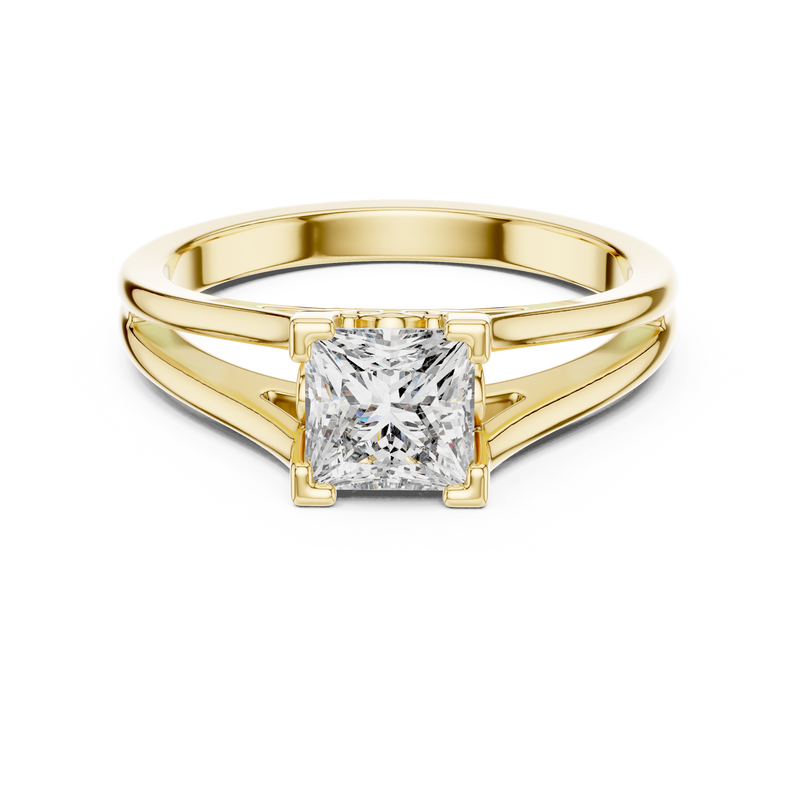Princess Cut Split Shank Solitaire Engagement Ring