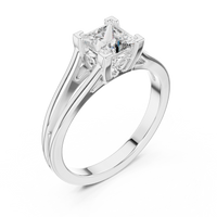 Princess Cut Split Shank Solitaire Engagement Ring