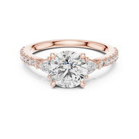 Round Three-Stone Trillion Side Stone Pave Engagement Ring
