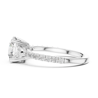 Round Three-Stone Trillion Side Stone Pave Engagement Ring