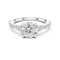 Round Three-Stone Trillion Side Stone Pave Engagement Ring