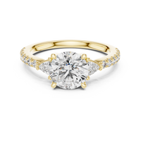 Round Three-Stone Trillion Side Stone Pave Engagement Ring