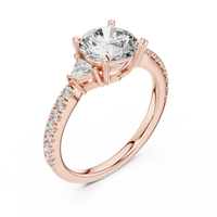 Round Three-Stone Trillion Side Stone Pave Engagement Ring