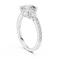 Round Three-Stone Trillion Side Stone Pave Engagement Ring