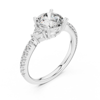 Round Three-Stone Trillion Side Stone Pave Engagement Ring