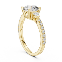 Round Three-Stone Trillion Side Stone Pave Engagement Ring