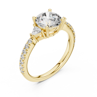 Round Three-Stone Trillion Side Stone Pave Engagement Ring