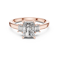 Radiant Three-Stone Emerald Side Stone Engagement Ring