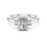 Radiant Three-Stone Emerald Side Stone Engagement Ring