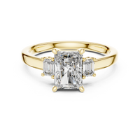 Radiant Three-Stone Emerald Side Stone Engagement Ring