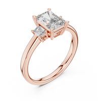 Radiant Three-Stone Emerald Side Stone Engagement Ring