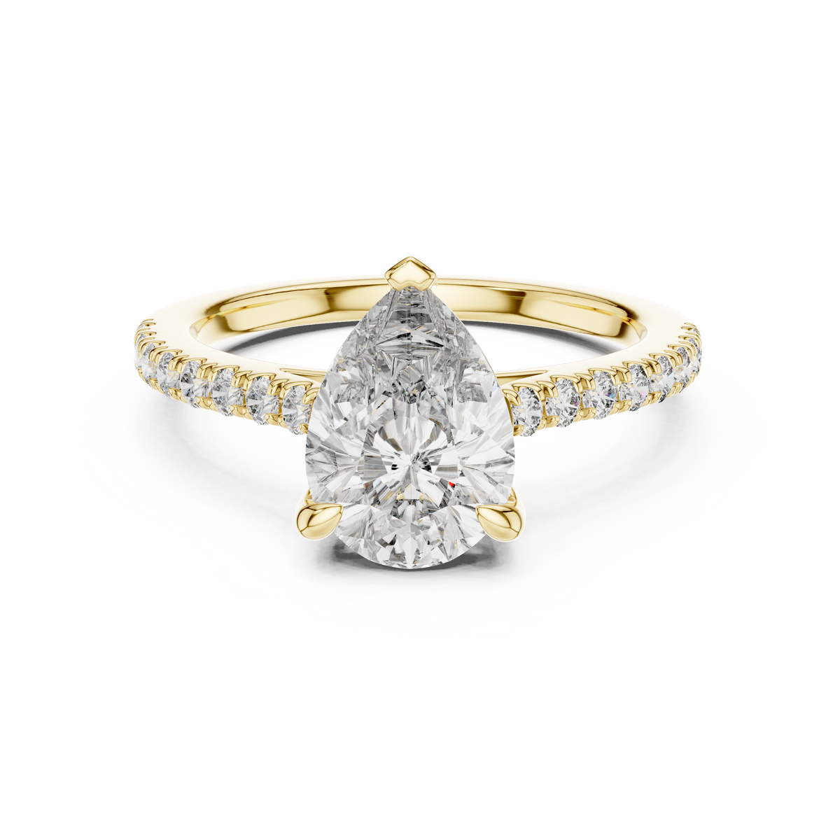 Pear Cut Solitaire Pave Engagement Ring