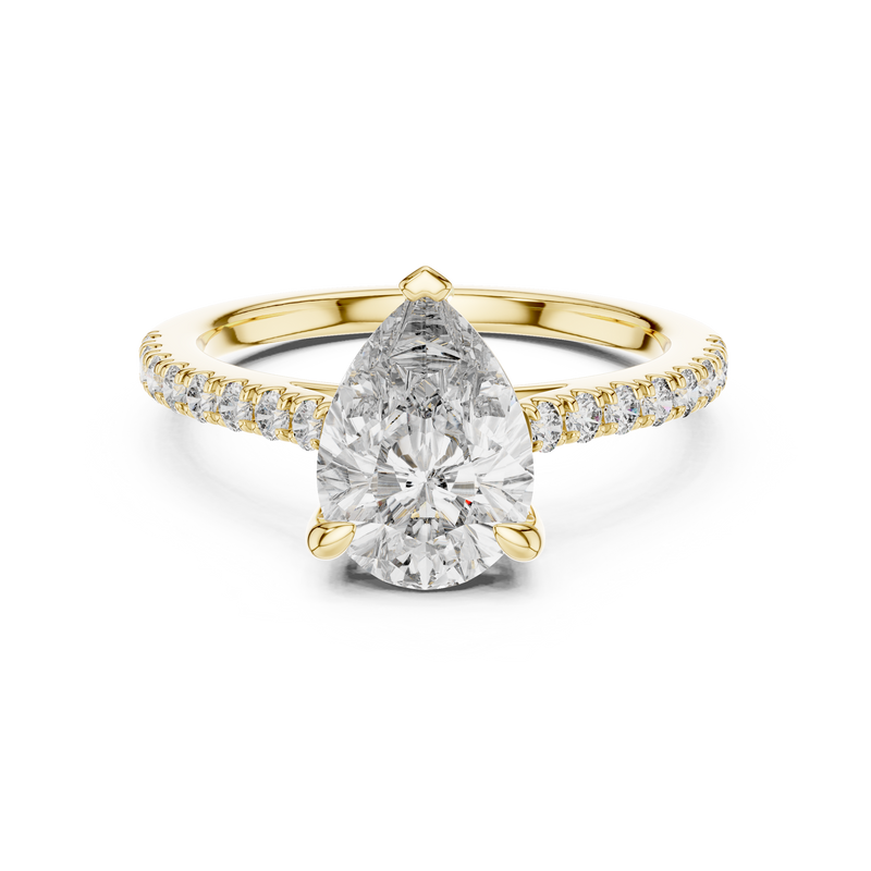 Pear Cut Solitaire Pave Engagement Ring