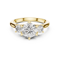 Round Three-Stone Solitaire Engagement Ring
