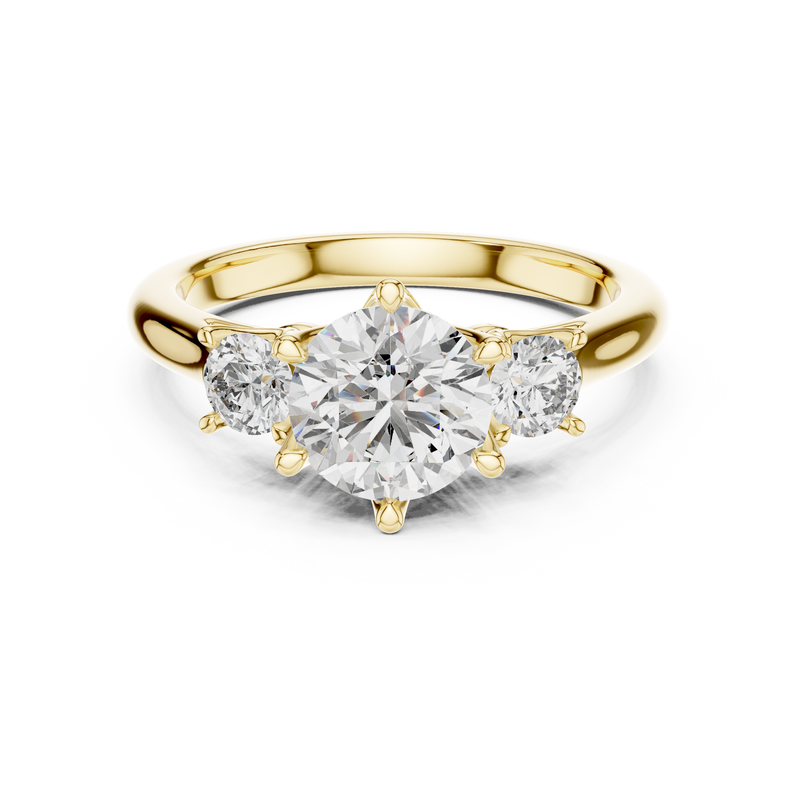 Round Three-Stone Solitaire Engagement Ring