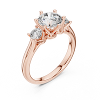 Round Three-Stone Solitaire Engagement Ring